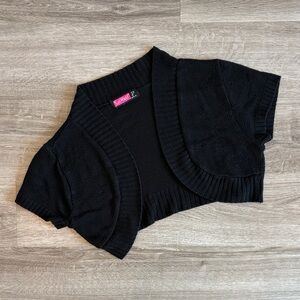 Say What? black cropped knit cardigan